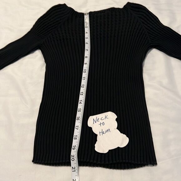 Talbots petite size small 3/4 sleeve ribbed boatneck black sweater EUC - Picture 7 of 8